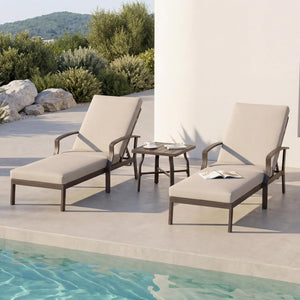Outdoor Patio Chaise Lounge Chair with Adjustable Backrest & Removable Cushion
