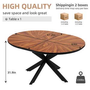 Extendable Round Dining Table with Removable Leaf, Seats 4–6, Walnut