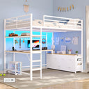 Full Size Loft Bed with Desk & Storage
