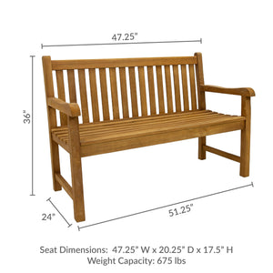 2-Person Teak Outdoor Garden Bench