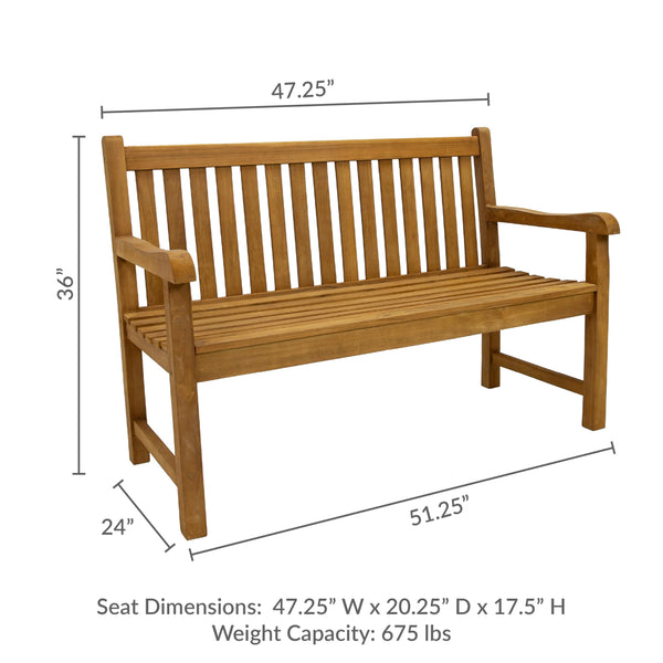 2-Person Teak Outdoor Garden Bench