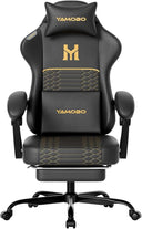 Gaming Chair with Footrest, Lumbar Support & Headrest Massage
