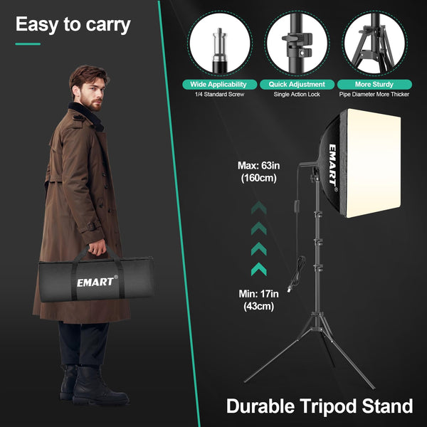 Softbox Photography Lighting Kit with LED Bulb & Remote Control