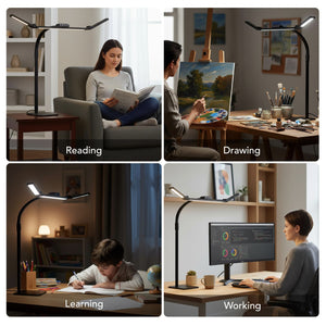 LED Desk Lamp – Triple Light Bar, Gooseneck, Dimmable, CRI 90+