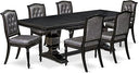 9-Piece Extendable Dining Table Set with 8 Upholstered Chairs