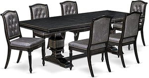 9-Piece Extendable Dining Table Set with 8 Upholstered Chairs
