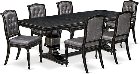 9-Piece Extendable Dining Table Set with 8 Upholstered Chairs