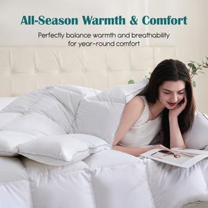 Goose Down Comforter – All Season Duvet Insert with Cotton Cover