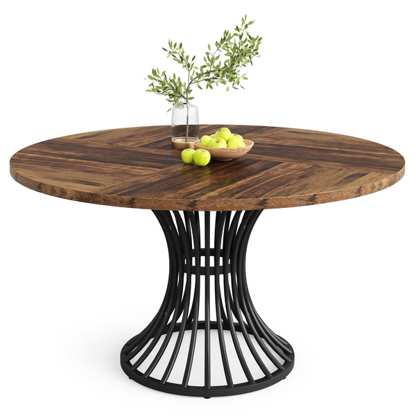 47-Inch Round Dining Table with Metal Base