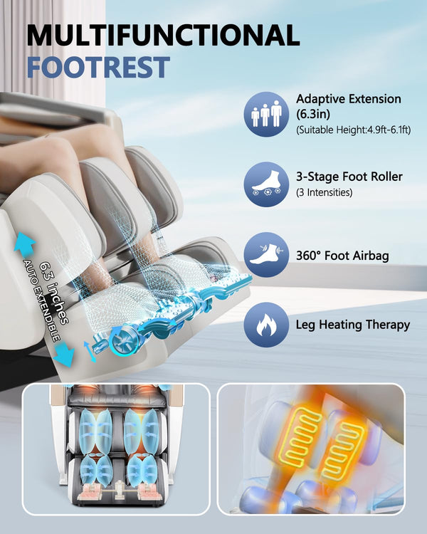 SL Track Full Body Massage Chair with Zero Gravity & Auto Extend Footrest