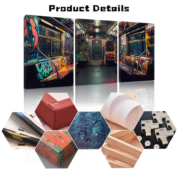 Graffiti Canvas Wall Art – Subway Train 3-Piece Set