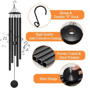 65-Inch Extra Large Outdoor Wind Chimes – Deep Tone Aluminum