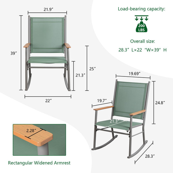 Outdoor Rocking Chair Set with High Back – Set of 2