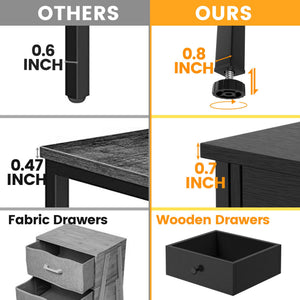 Nightstand Set of 2 with Drawers & Storage Shelf