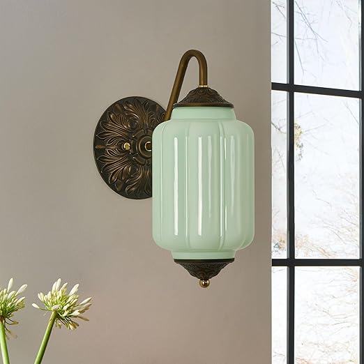 Vintage Milk Glass Bathroom Vanity Wall Sconce – Dimmable, Vertical or Horizontal Mount
