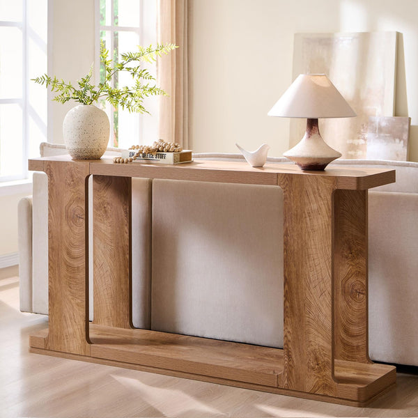 63-Inch Modern Console Table with 2-Tier Storage