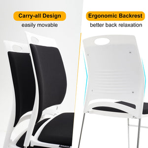8-Pack Stackable Guest Chairs with Padded Seat & Back – Black