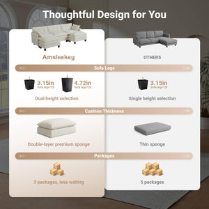 Modular U-Shaped Sectional Sofa with Ottomans