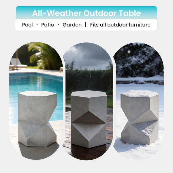 MgO Concrete Hexagonal Outdoor Side Table