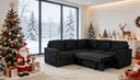 L-Shaped Sectional Sleeper Sofa with Pull-Out Bed & Storage