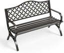 Cast Iron Outdoor Garden Bench with Backrest and Armrests