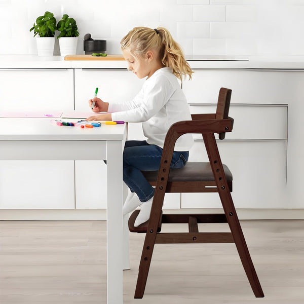 Adjustable Wooden High Chair for Toddlers & Babies