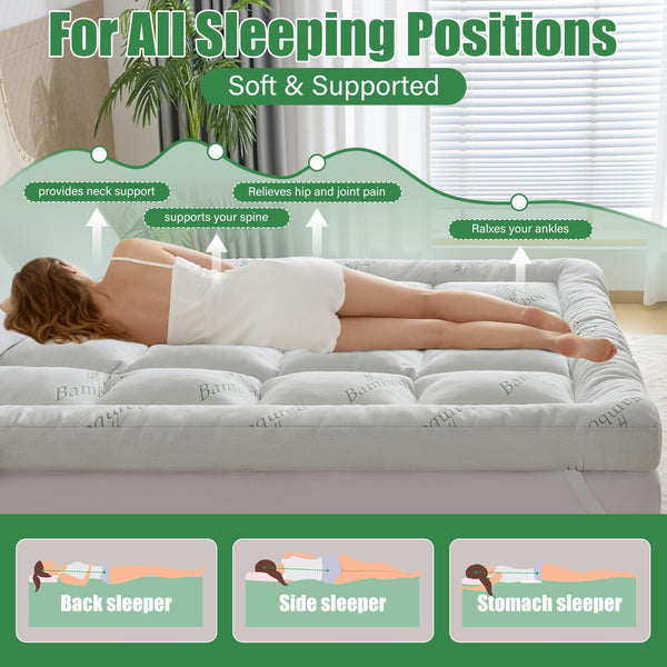5-Inch Memory Foam Mattress Topper with Bamboo Viscose Cover