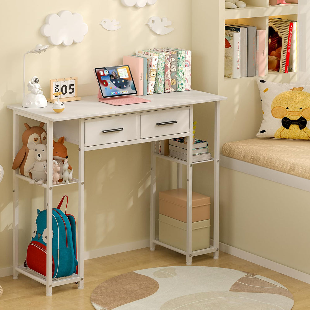 Computer Desk with Drawers and Storage Shelves