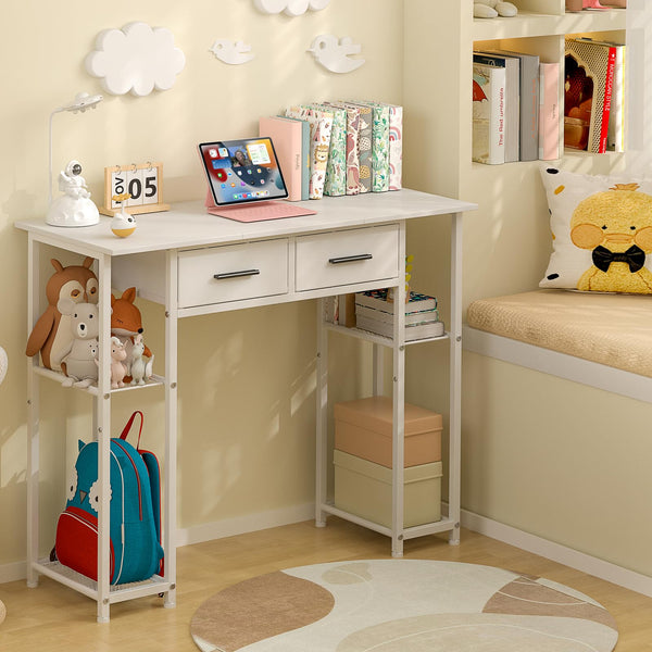 Computer Desk with Drawers and Storage Shelves