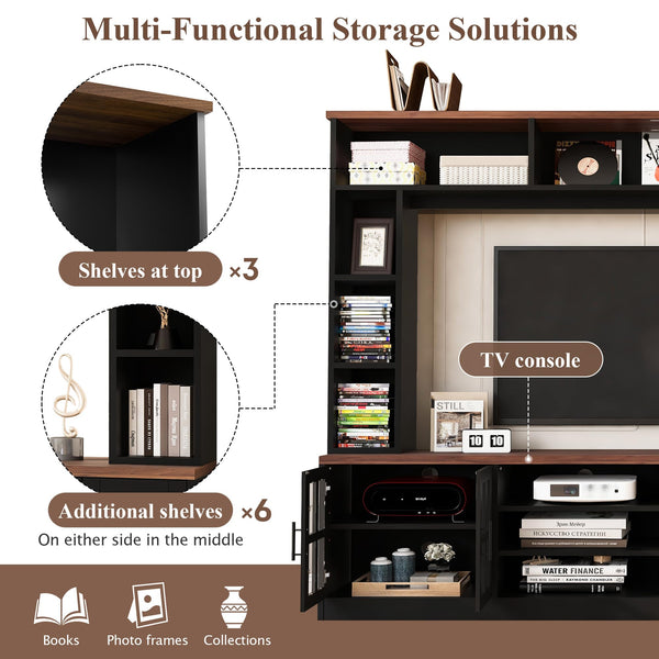 4-Piece Wall Unit Entertainment Center with Bookshelf
