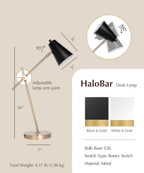 Architect Desk Lamp with Adjustable Arm and Solid Metal Base