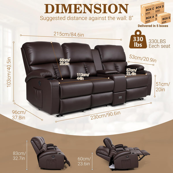 Recliner Loveseat with Massage & Heat