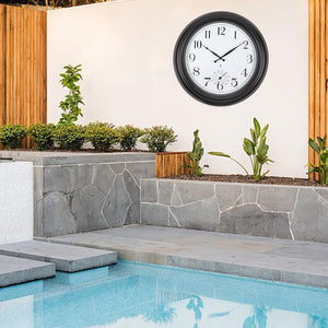 18-Inch Atomic Outdoor Wall Clock with Temperature
