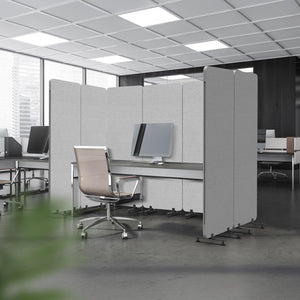Freestanding Room Divider Screen with Wheels – Tackable Polyester Panels