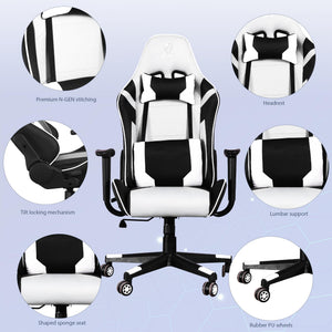 Ergonomic Gaming Chair with Massage Lumbar Support & Adjustable Headrest