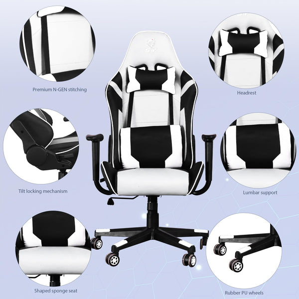 Ergonomic Gaming Chair with Massage Lumbar Support & Adjustable Headrest