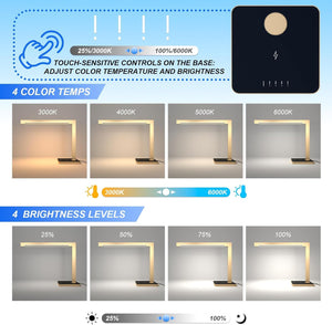 LED Desk Lamp with Charging Station & Type-C Port