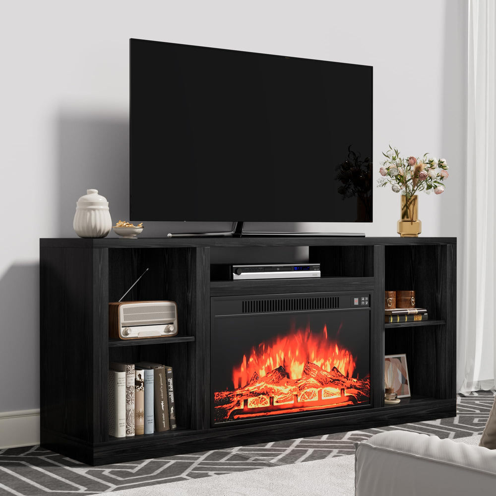 Electric Fireplace TV Stand with Storage, 58 Inch