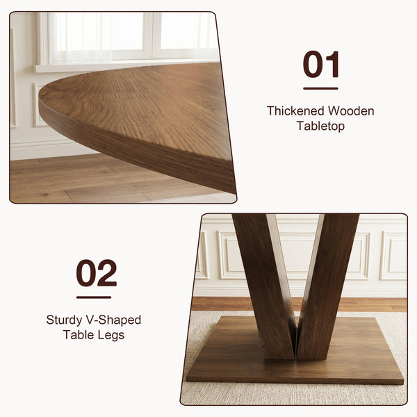 Round Extendable Dining Table with Marble Top – Walnut