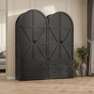 Armoire Wardrobe Closet with 2 Drawers & Hanging Rod