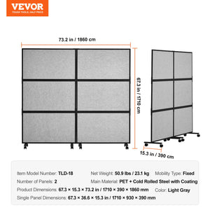 2-Panel Soundproof Office Partition Divider