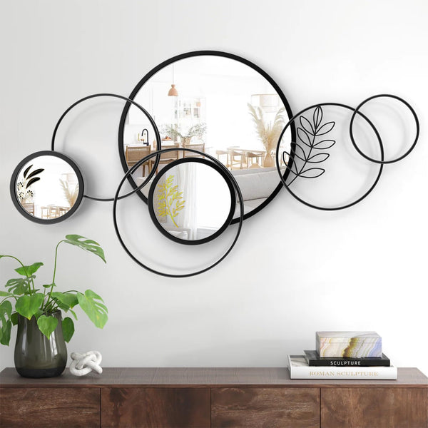 Black Round 3D Wall Mirror