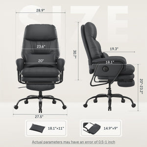 Reclining Chaise Lounge Chair with Footrest & Lumbar Support