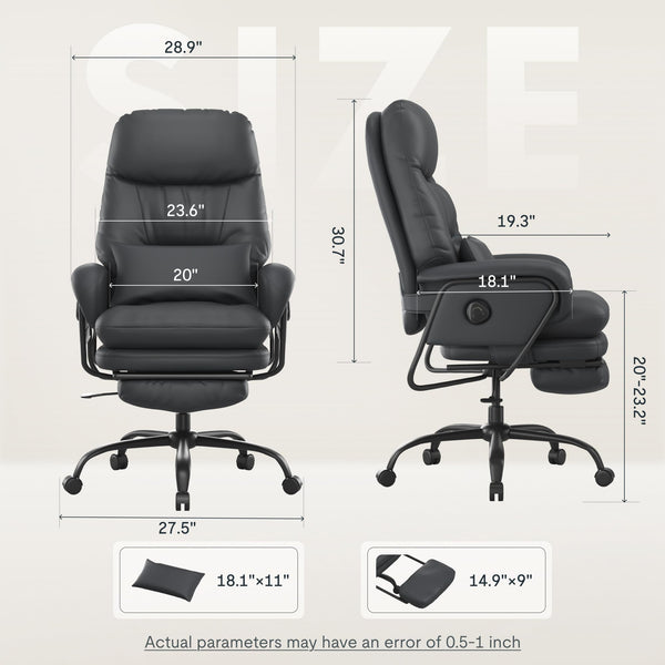 Reclining Chaise Lounge Chair with Footrest & Lumbar Support