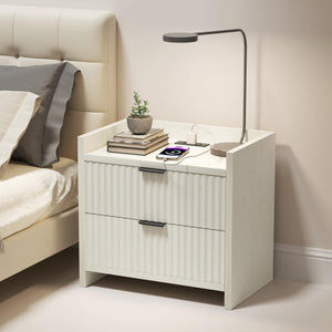 Nightstand with 2 Drawers & Charging Station