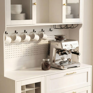 71-Inch Coffee Bar Cabinet with Wine Rack & RGB LED Light