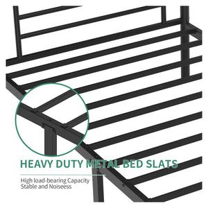 Twin Over Twin Metal Bunk Bed with Guardrails and Ladder