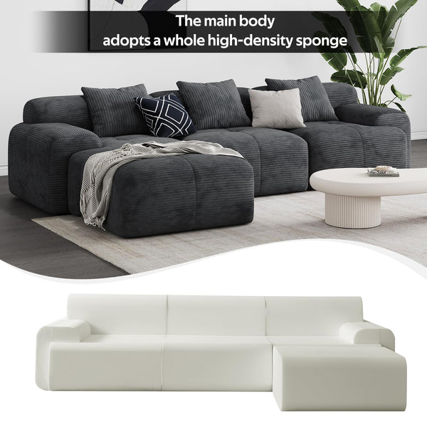 L-Shaped Modular Sectional Sofa with Ottoman