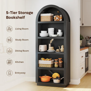 5-Tier Arched Bookshelf 76"