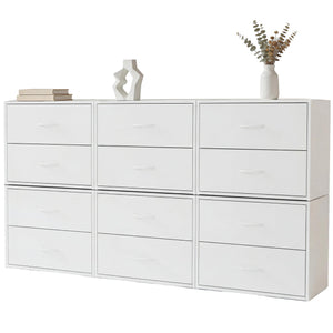 2-Drawer Wood Closet Organizer – White Stackable Dresser (6-Pack)